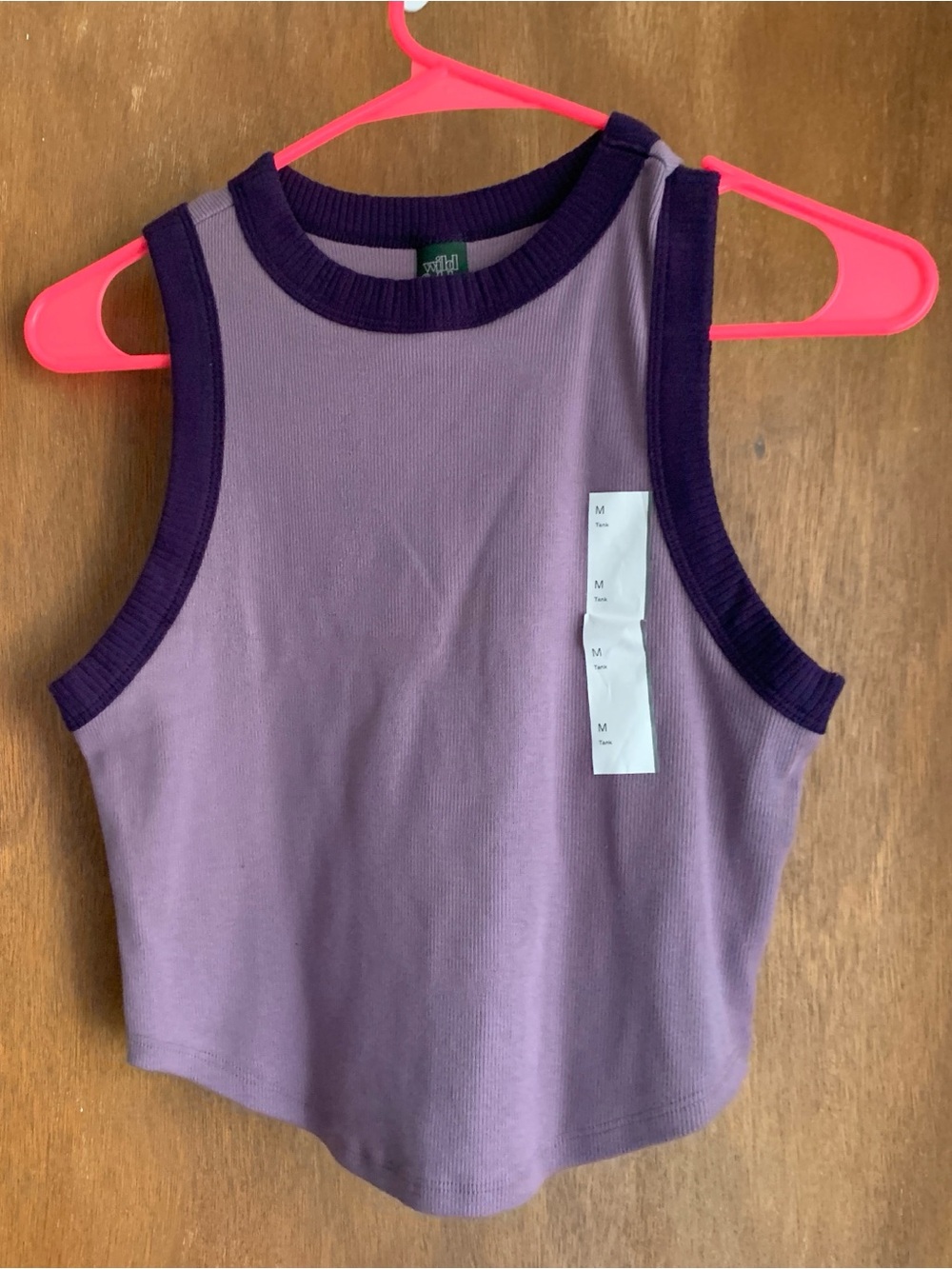 Wild Fable M Women's Lavender Ribbed Tank Top with Contrast Trim